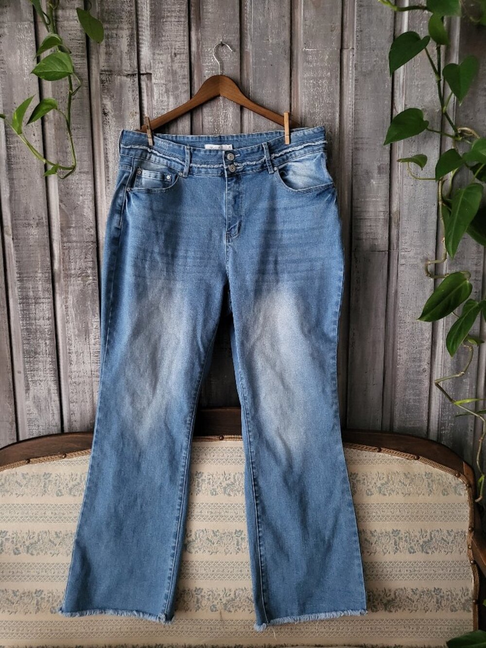 Wide Leg Flare Jeans Denim Stretch Blue Plus Size 20